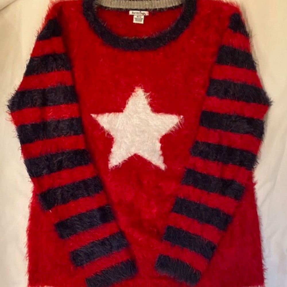 Hartstrings Fuzzy Red Sweater Girls Size 10/12 BRAND NEW